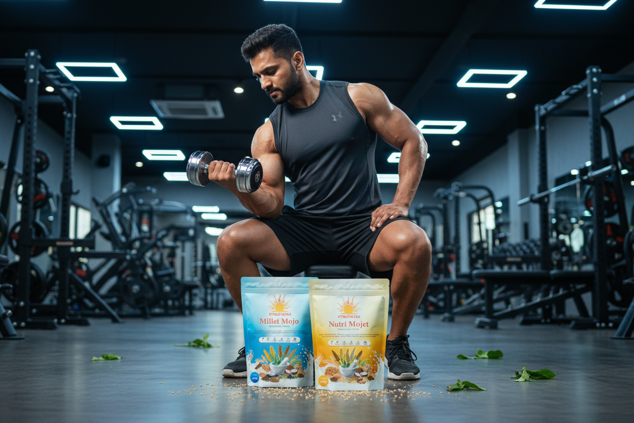 Vivasvana Millet Mojo and Nutri Millet - Best Plant-Based Gym Nutrition and Healthy Breakfast for Athletes India