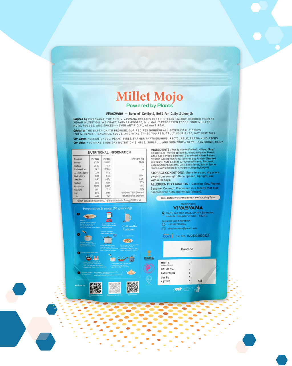 Vivasvana Combo Pack | Nutri Millet + Millet Mojo | Complete Plant-Based Nutrition Bundle | Gut Health + Protein + Energy | 500g x 2