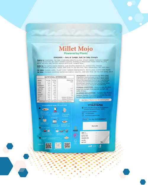 Vivasvana Millet Mojo | High Protein Plant-Based Meal Replacement | Ancient Millet Superfood for Strength, Energy & Recovery | 500g