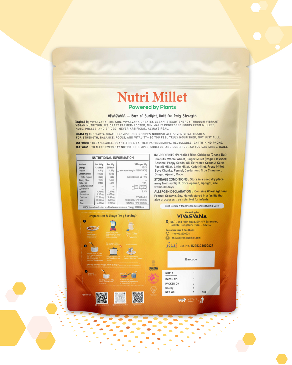Vivasvana Combo Pack | Nutri Millet + Millet Mojo | Complete Plant-Based Nutrition Bundle | Gut Health + Protein + Energy | 500g x 2